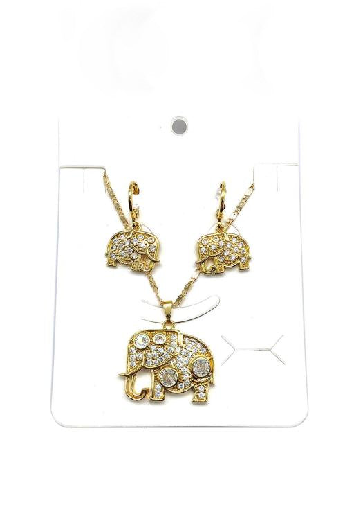 Gold Dipped Elephant Necklace Set