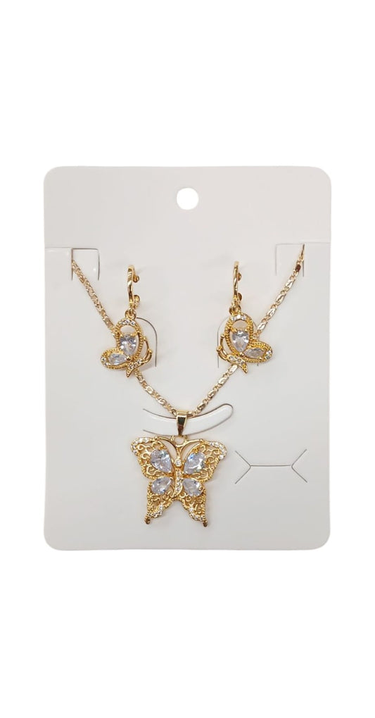 Gold Dipped Butterfly Necklace Set