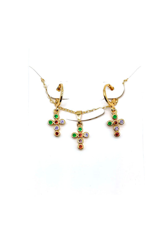 Cross Necklace Set Gold Dipped