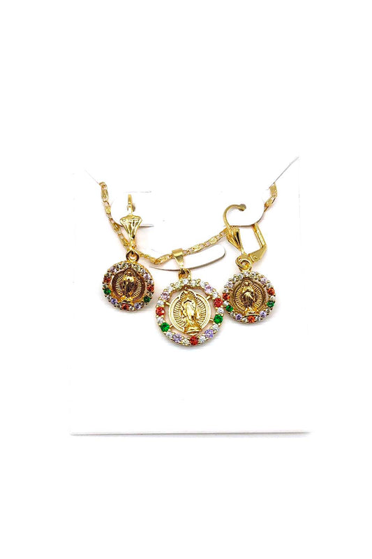 Multi-Color Gold Dipped Religious Necklace Set