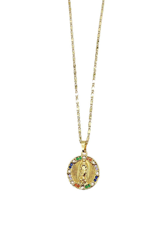 Multi-Color Gold Dipped Religious Pendant Necklace