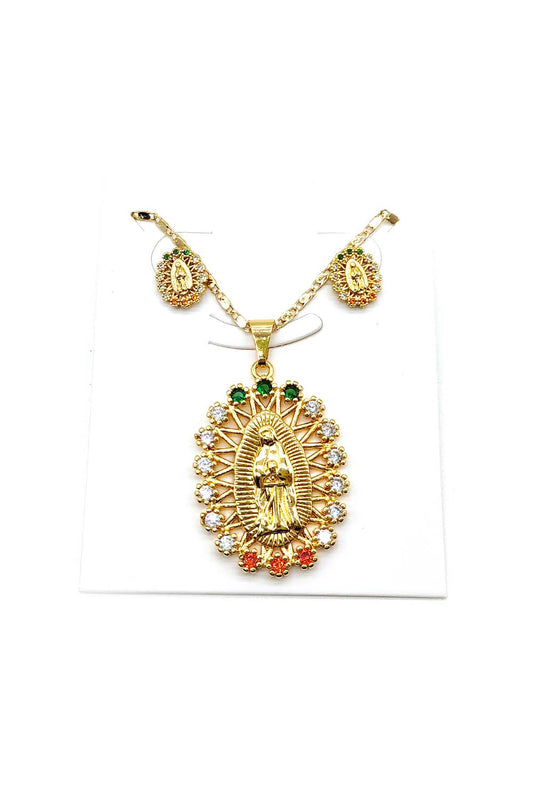 Multi-Color Gold Dipped Religious Necklace Set