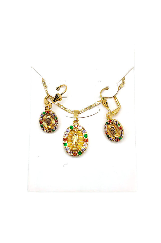 Multi-Color Gold Dipped Religious Necklace Set