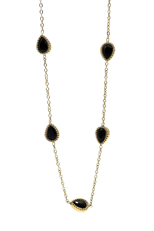 Black Teardrops Design Stainless Steel Necklace
