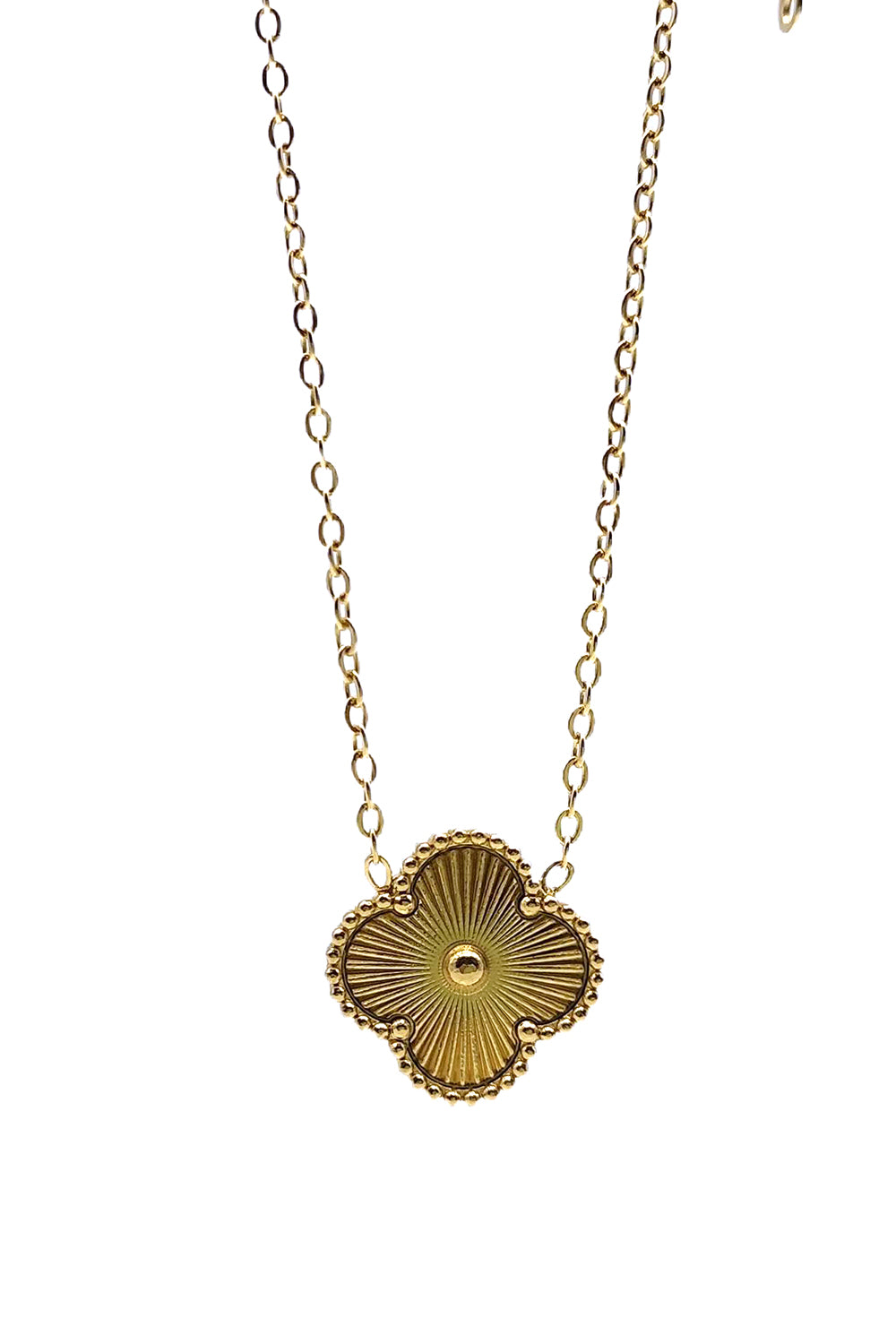 Gold Stainless Steel Clover Design Necklace
