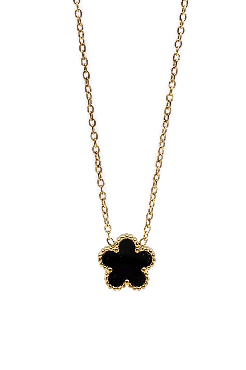 Black Clover Design Stainless Steel Necklace