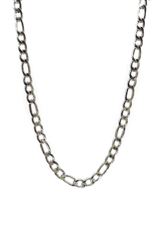 Silver Stainless Steel Figaro 55 inches Chain