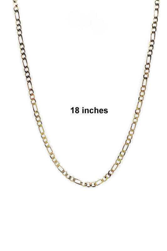 Brass Gold Plated Figaro 18 inch Chain