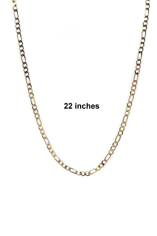 Brass Gold Plated Figaro 22 inches Chain