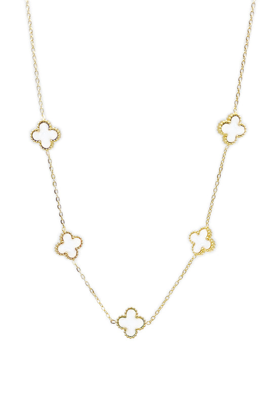 White Flower Design Stainless Steel Necklace