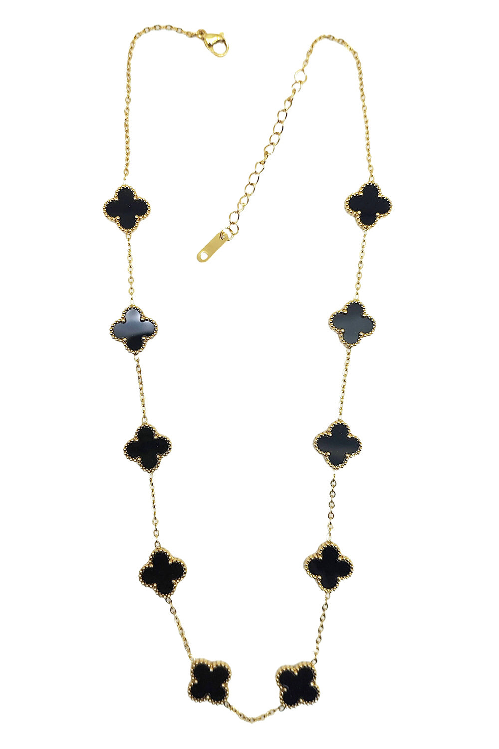 Stainless Steel Black Clover Design Necklace