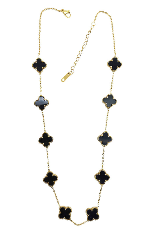 Stainless Steel Black Clover Design Necklace