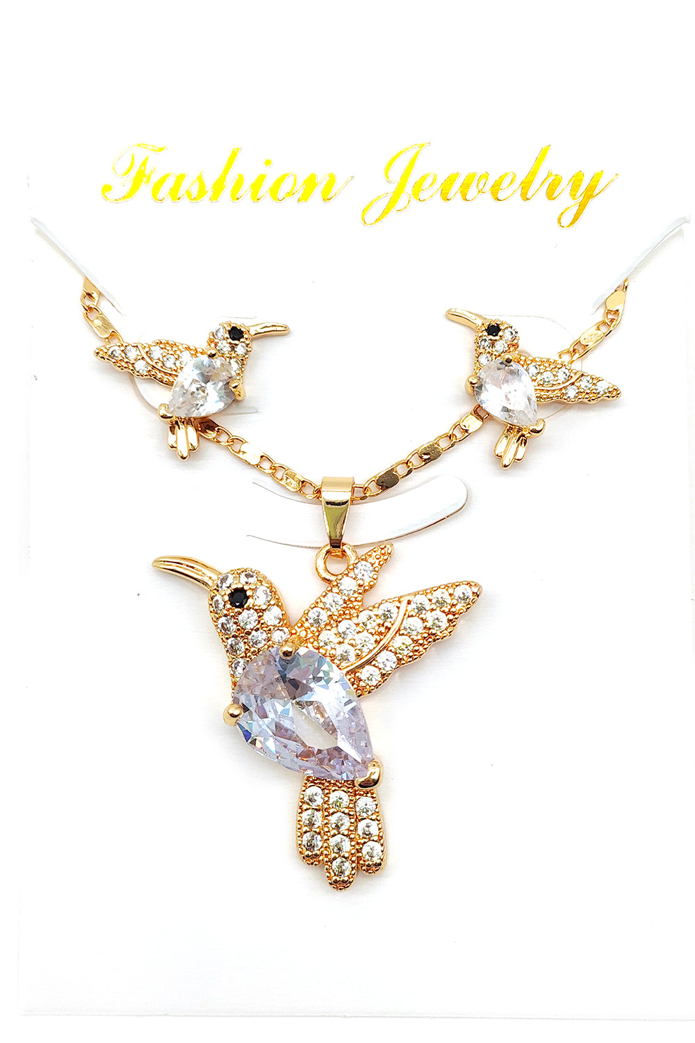 Gold Dipped Hummingbird Necklace Set