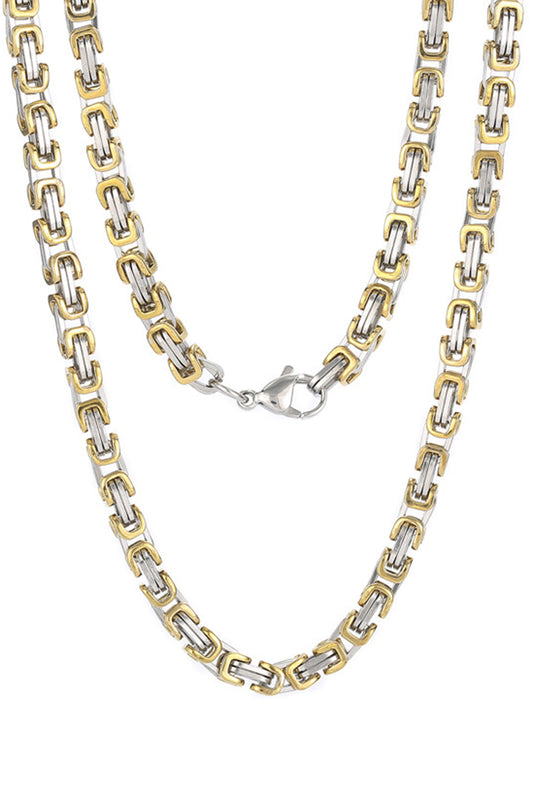 Rhodium/Gold Stainless Steel Link Chain Necklace