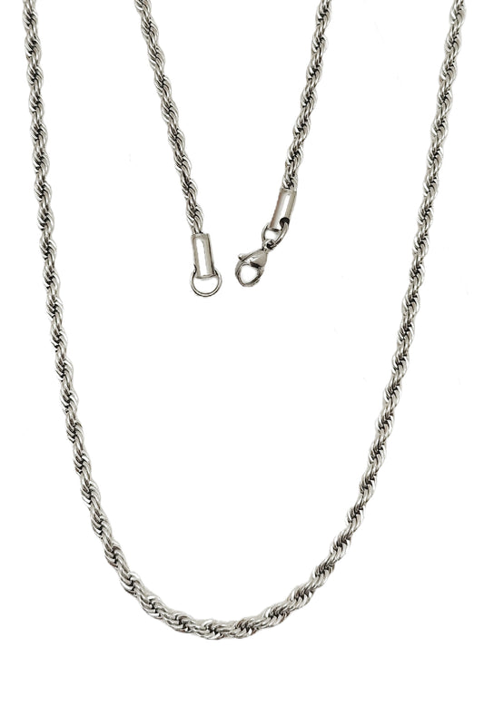 Silver Stainless Steel Rope Chain Necklace