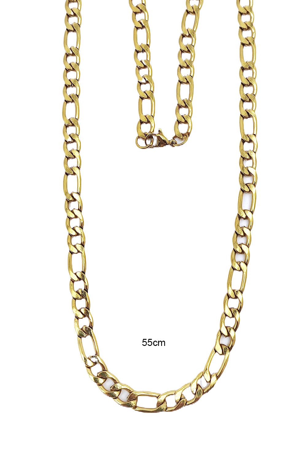 Stainless Steel Gold 55cm Figaro Chain