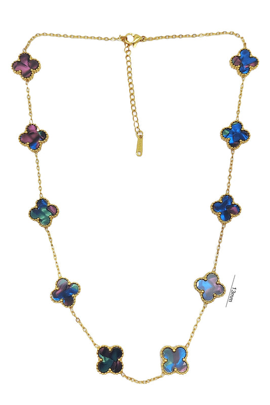 Stainless Steel Blue Clover Necklace