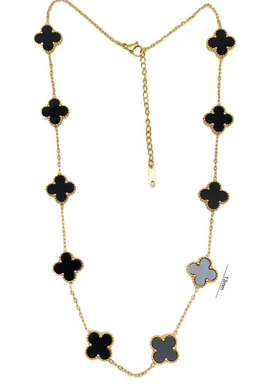 Stainless Steel Black Clover Necklace