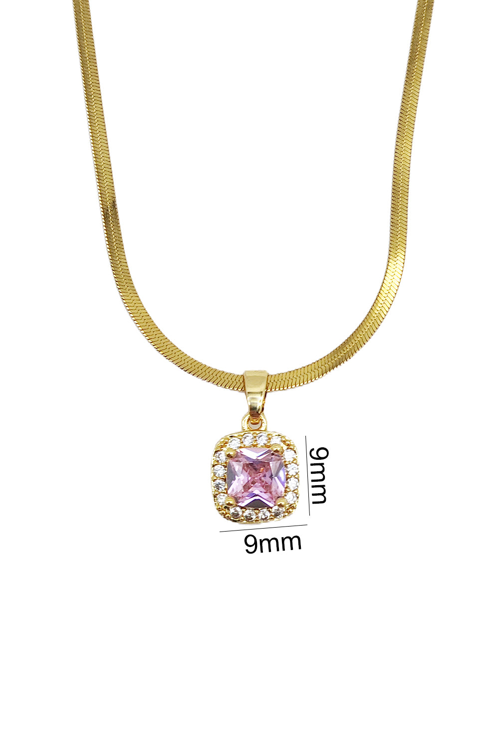 Stainless Steel Pink Stone Pendant