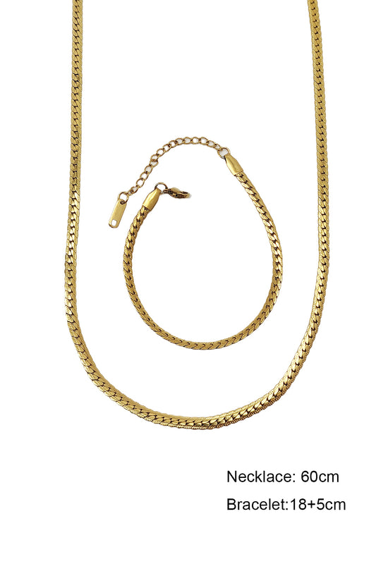 Stainless Steel Snake Chain & Bracelet Set