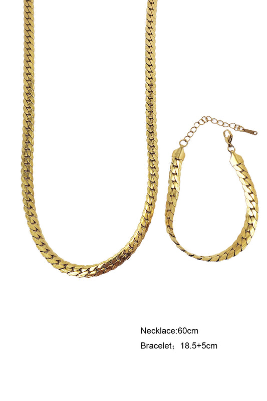 Stainless Steel Thick Snake Chain & Bracelet Set