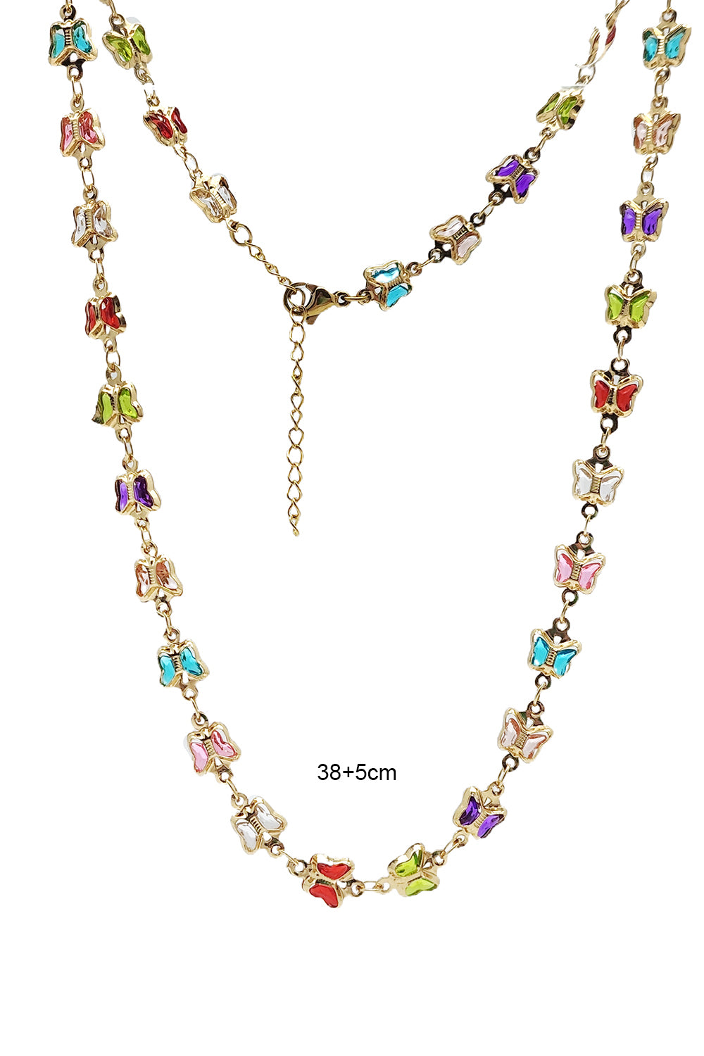 Stainless Steel CZ Stone Butterfly Necklace