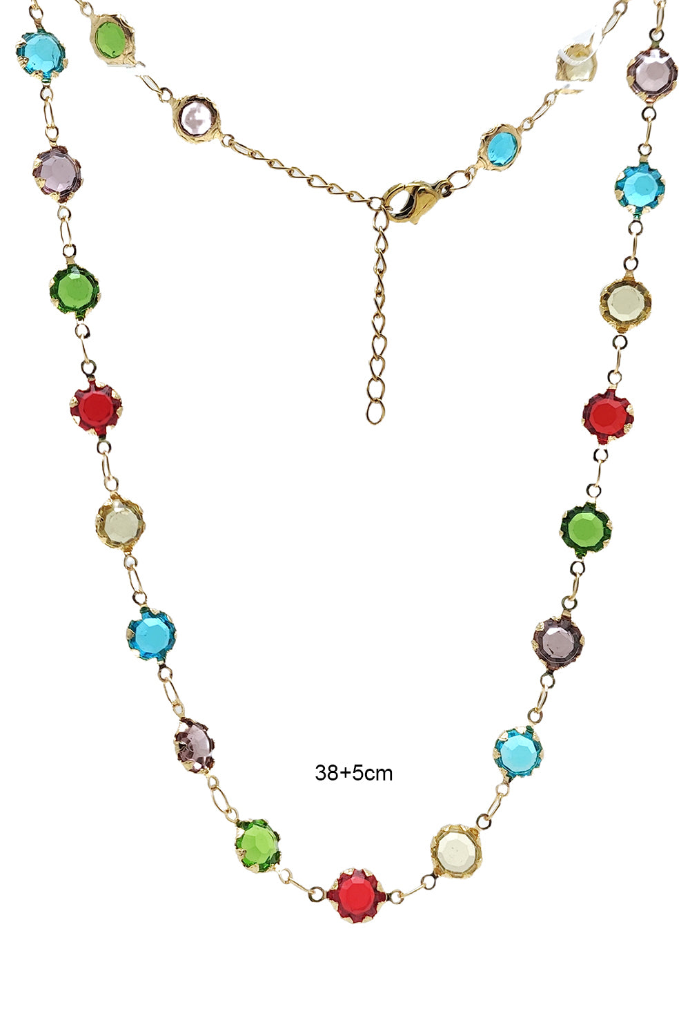 Stainless Steel Multi Color CZ Stone Necklace