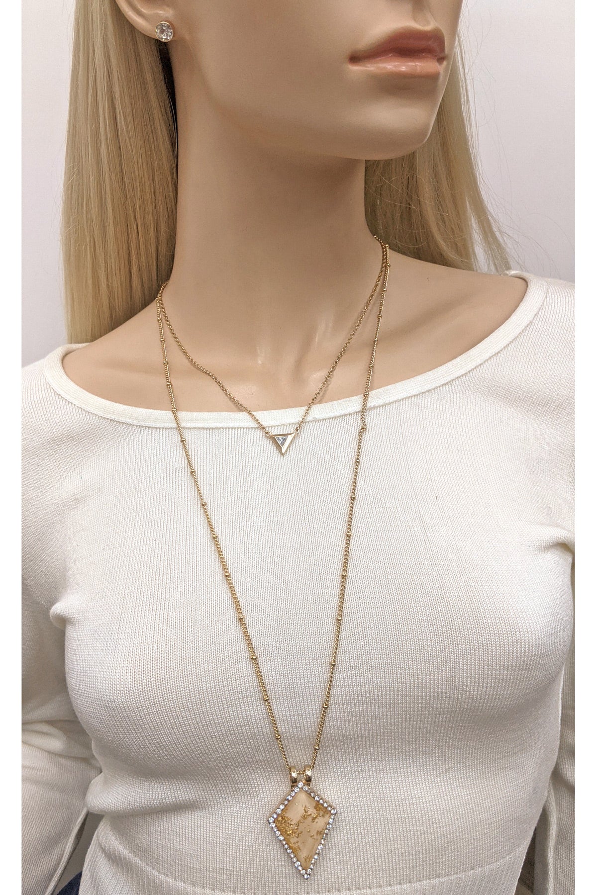 Arrowhead Double Chain Necklace & Earrings Set
