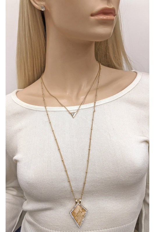 Arrowhead Double Chain Necklace & Earrings Set