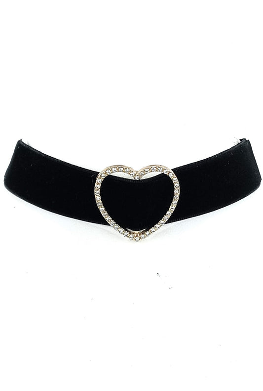 Black Velvet Heart Design Choker
