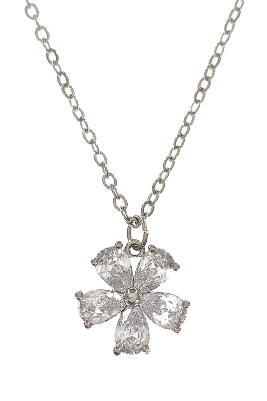 Flower Cubic Zirconia Pendant Necklace