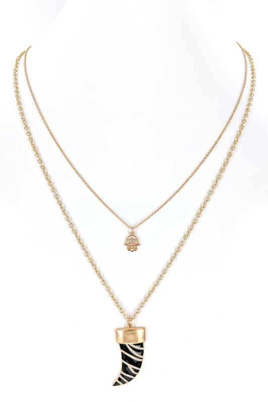Hamsa Two Layered Pendant & Earrings