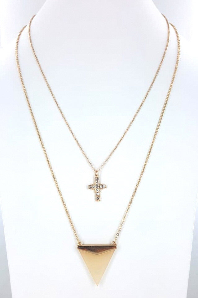 Cross Natural Stone Pendant Set