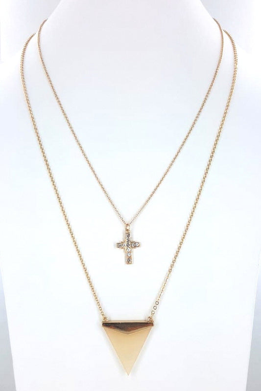 Cross Natural Stone Pendant Set