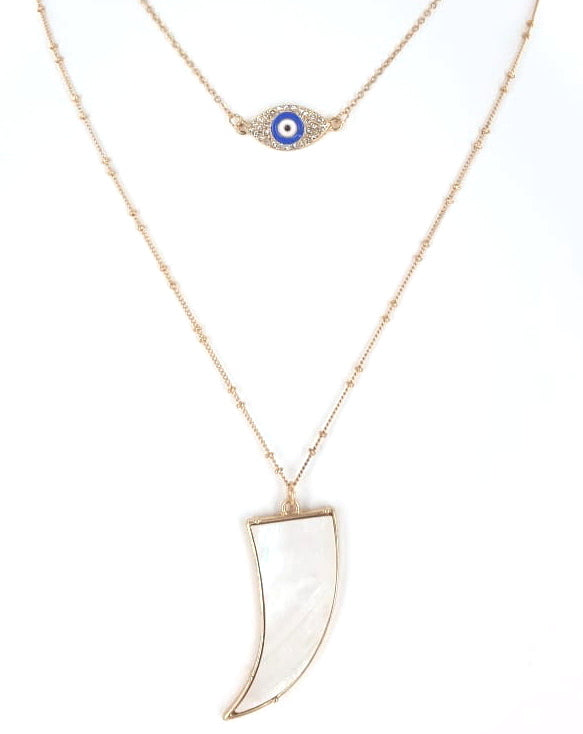 White Abalone Claw Pendant & Earrings Set