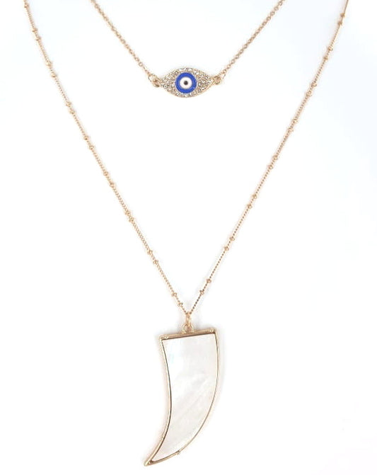 White Abalone Claw Pendant & Earrings Set