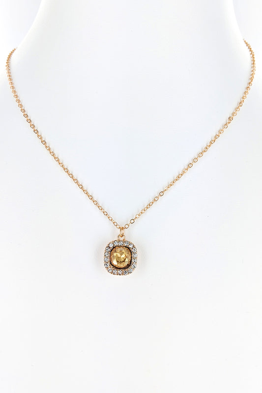Natural Rhinestone Pendant Necklace Set