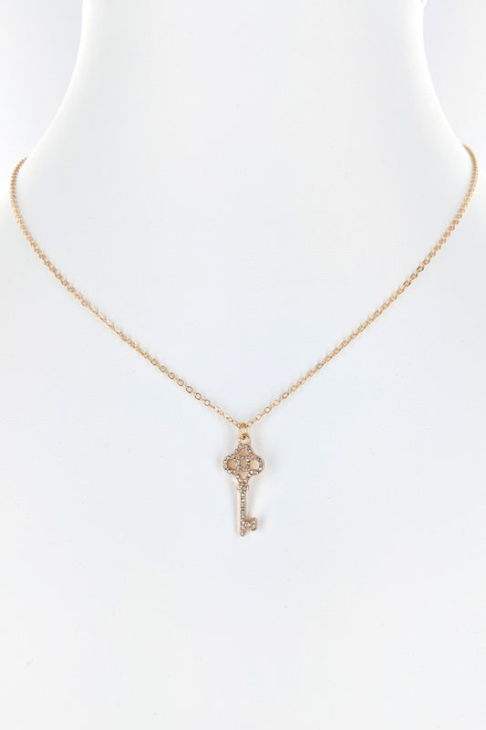 Key Rhinestone Pendant Necklace Set