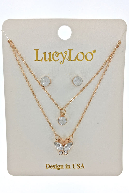 Butterfly Rhinestone Necklace Set