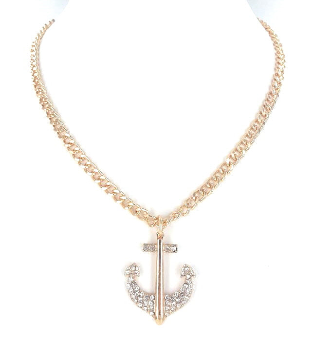 Gold Anchor Chain Necklace Set