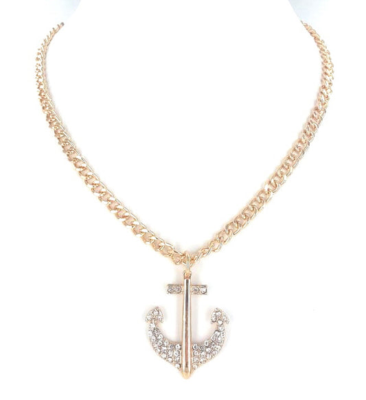 Gold Anchor Chain Necklace Set