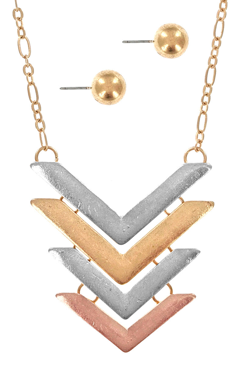 Multi Color Arrow Necklace Set