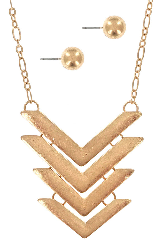 Worn Gold Multi Arrow Necklace Set