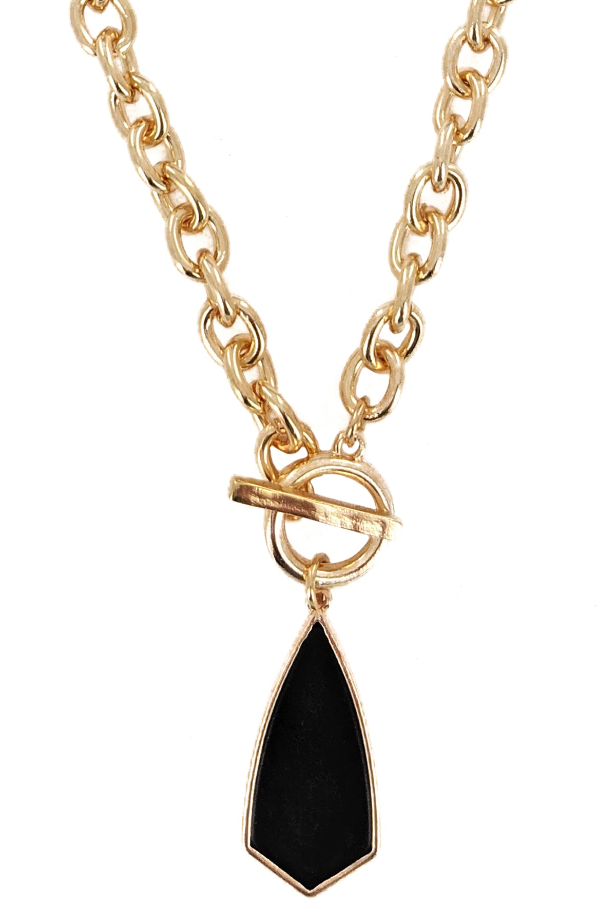 Black Semi Precious Stone Pendant Necklace