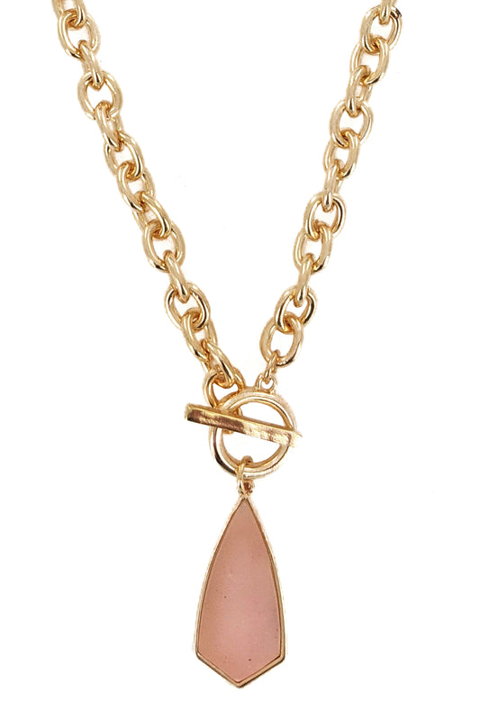 Pink Semi Precious Stone Pendant Necklace