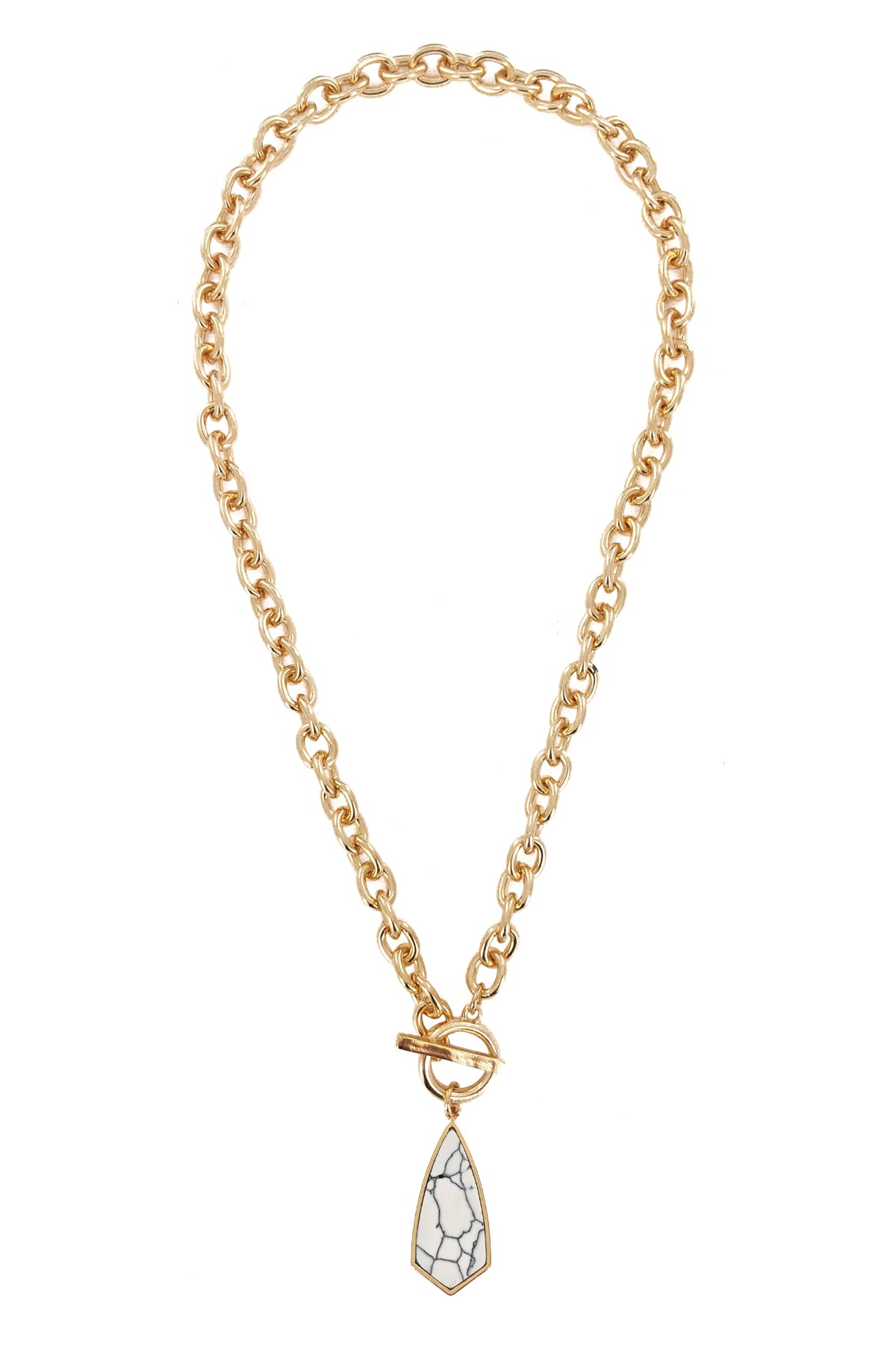 White Semi Precious Stone Pendant Necklace