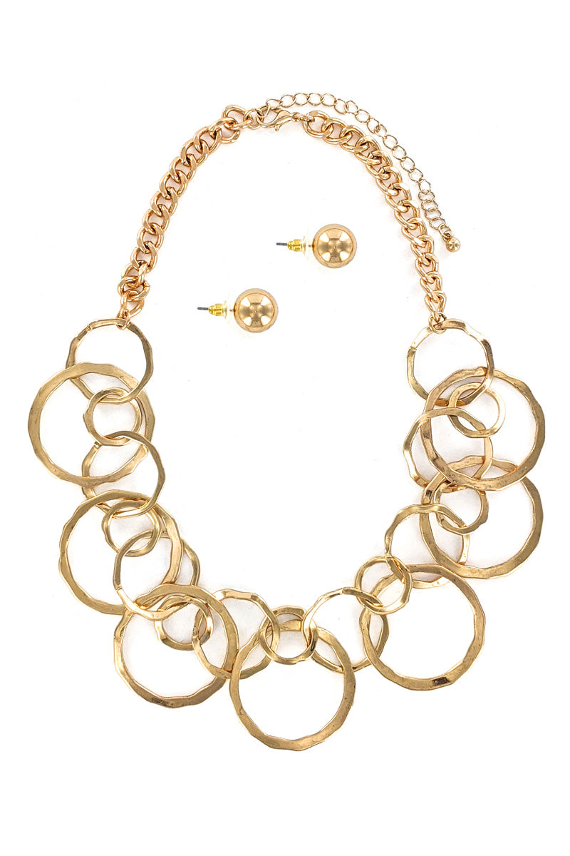 Gold Multi Ring Necklace Set