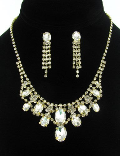 Rhinestone Necklace Earrings Set