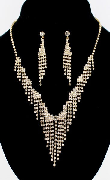 Rhinestone Necklace Earring Set