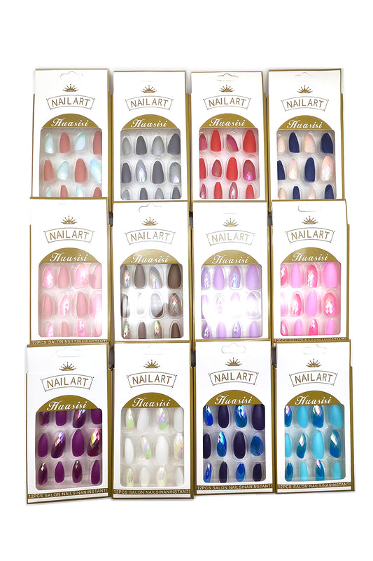 Assorted Colors Almond Shape Press-On Nails